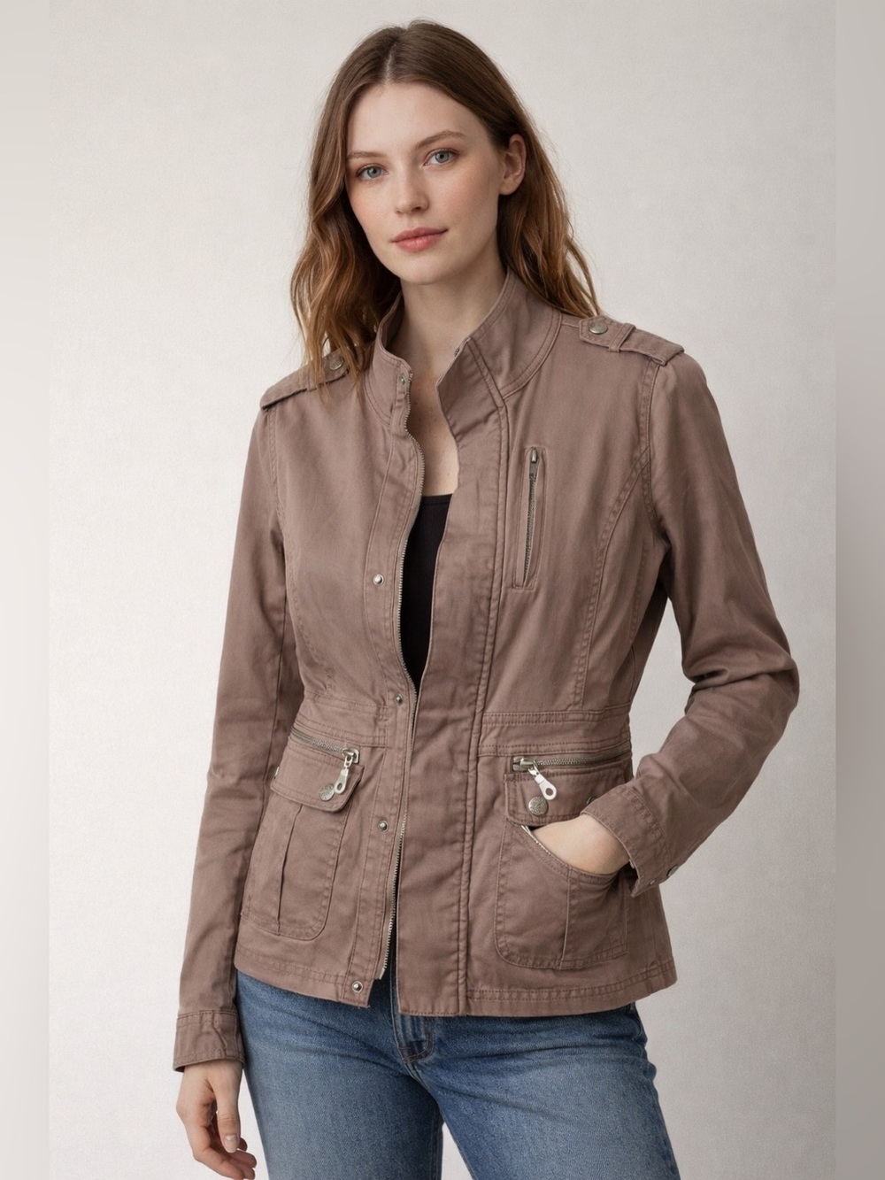 Tattoo Taupe Utility Jacket Size Small Y2K